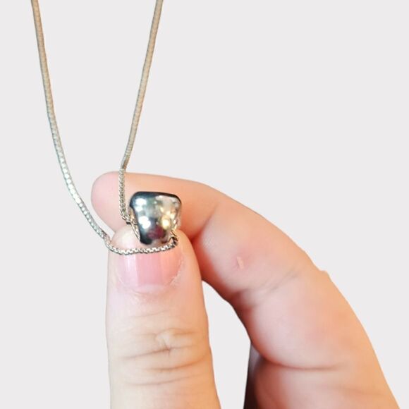 Vintage Sterling Silver 925 Double Teardrop Italy Sparkling Pendant Necklace - Picture 4 of 9